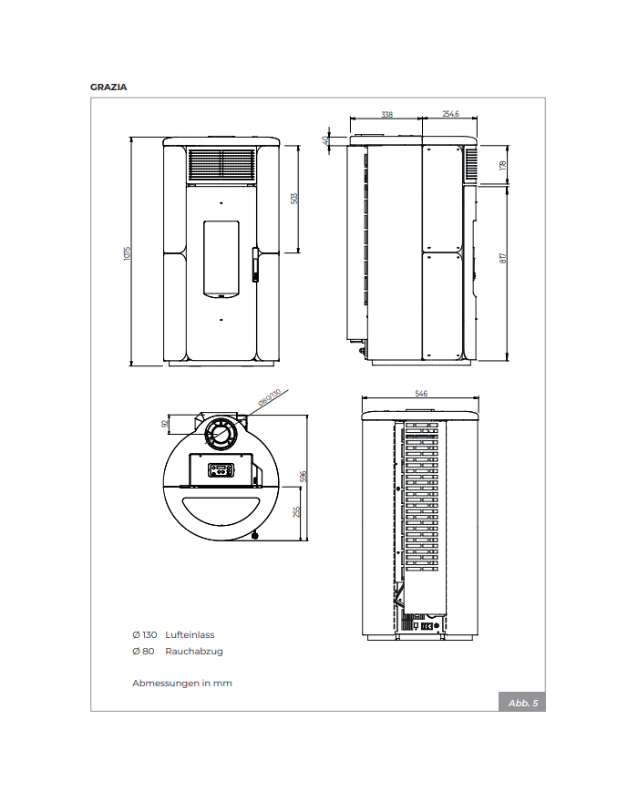ECOFIRE GRAZIA AIR 80 ZWART STAAL 2540